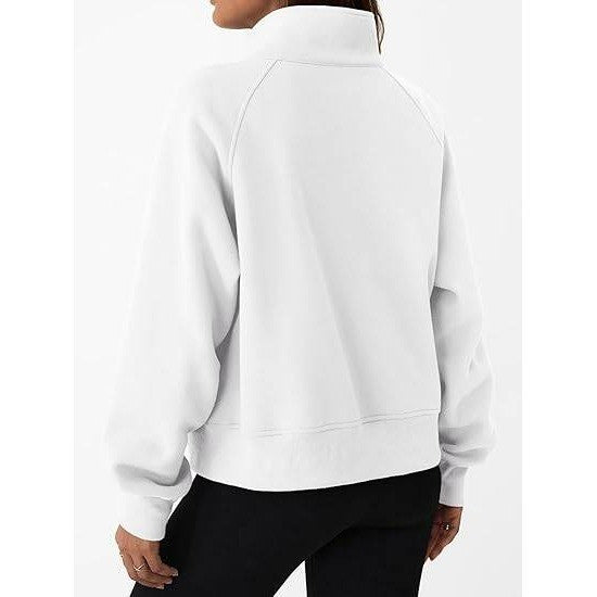MSRP $43 Trendy Queen Women's White S Sweatshirts Zip Up Hoodies Crop