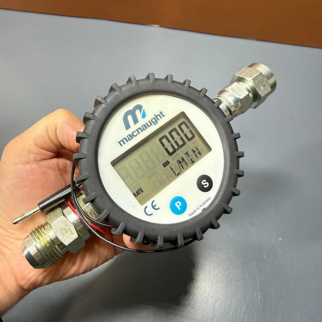 Macnaught MX06P-2TE 1/4" NPT Digital Flow Meter 0.13-26.4 GPH 1000 PSI w/ Displa