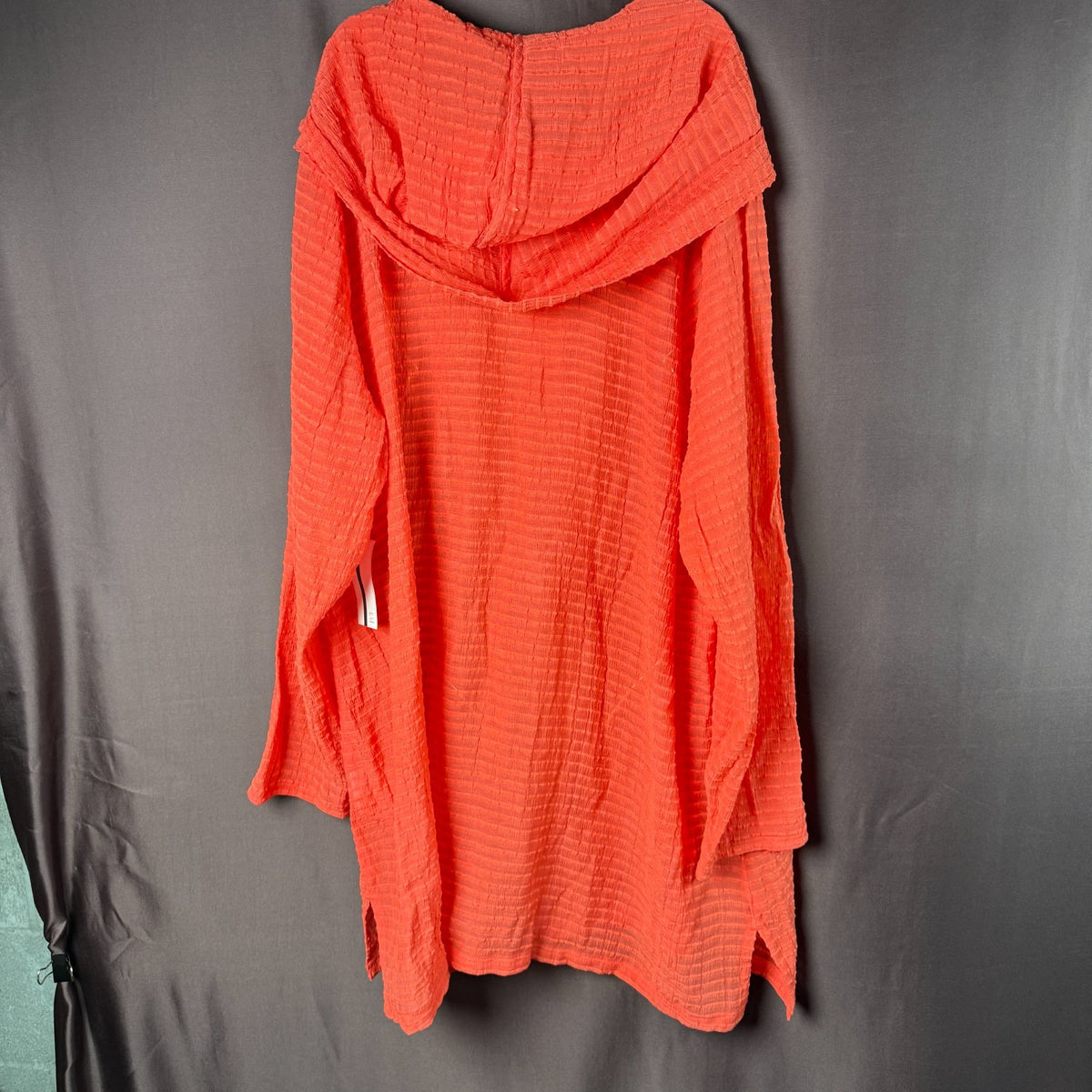 Lands' End Women's 1X LONG Rayon Rib Long Sleeve Hooded Mini Cover-up Dress Cora