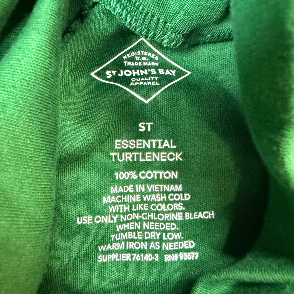 MSRP $26 St. John's Bay Womens S Tall Stunning Green Turtleneck Top Long Sleeve
