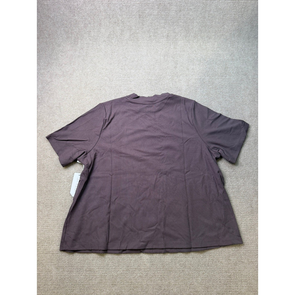 MSRP $40 Stylus Womens 2X Raisin Mock Neck Short Sleeve T-Shirt