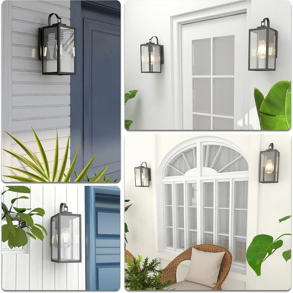 Pia Ricco 1-Light Outdoor Wall Lights, Matte Black Exterior Light Fixtures