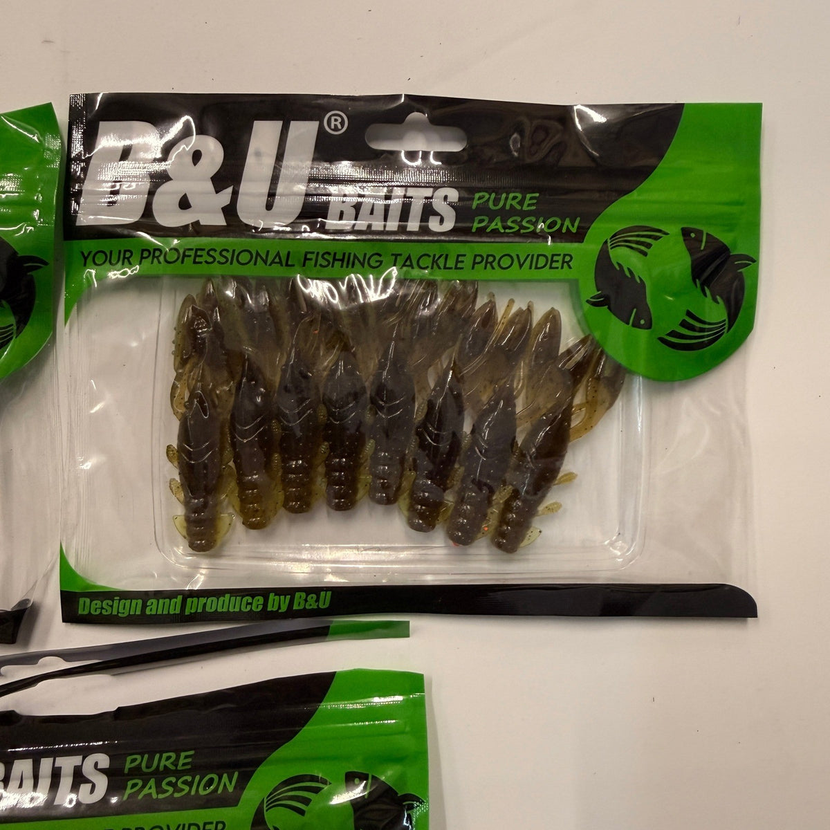 Set of 3 (8 pcs Each) B&U Craw Baits Soft Plastic Floating Bass Fishing Lures