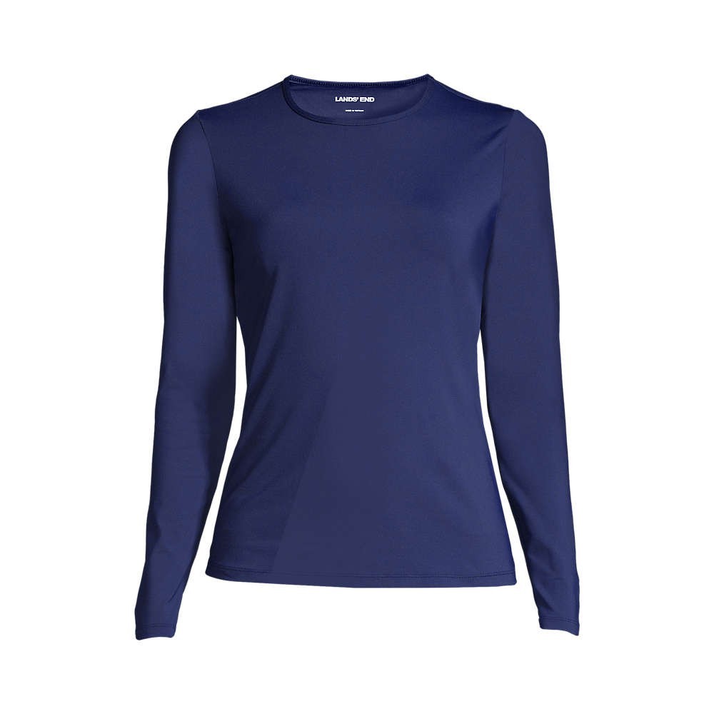 Lands' End Women's M-1X Deep Sea SunShade UPF 50 Long Sleeve Relaxed Rash Guard