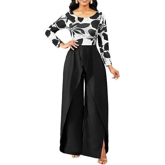 MSRP $39 SxClub Womens XL Black/Floral Overlay Jumpsuit Cocktail Party Dress