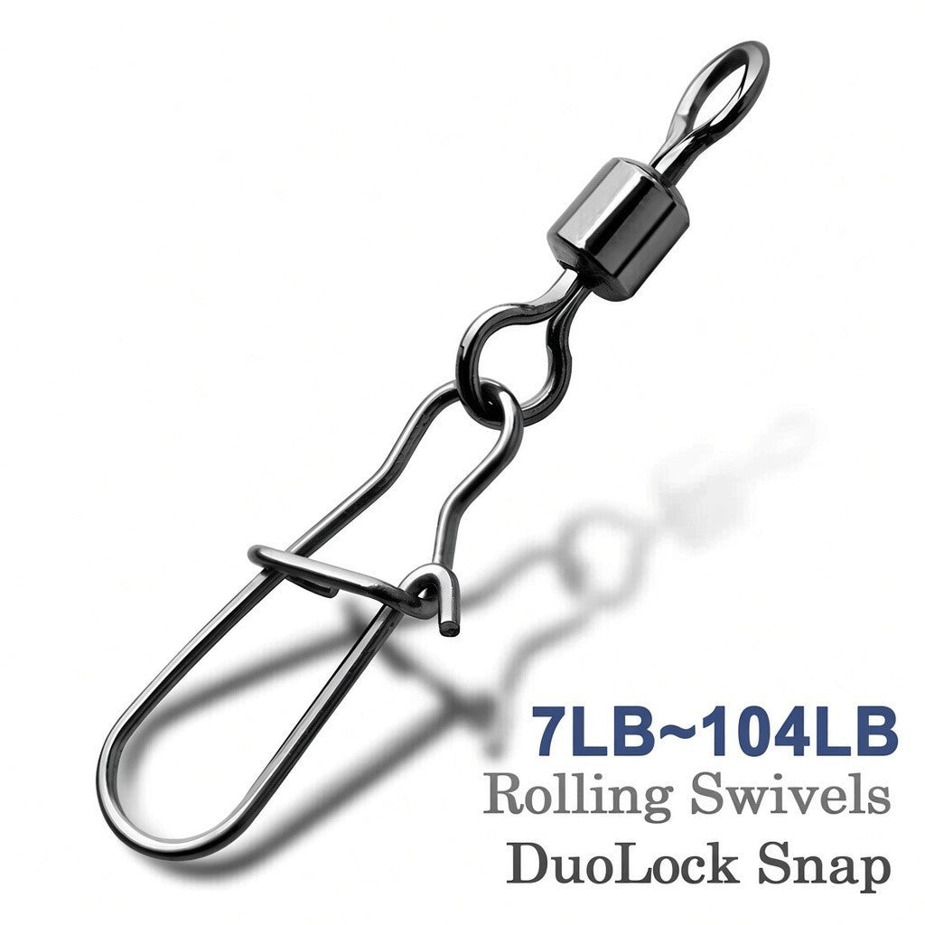 Pack of 250 Fishing Connector Rolling Swivels Barrel Bearing with Snap Fit