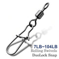 Pack of 250 Fishing Connector Rolling Swivels Barrel Bearing with Snap Fit