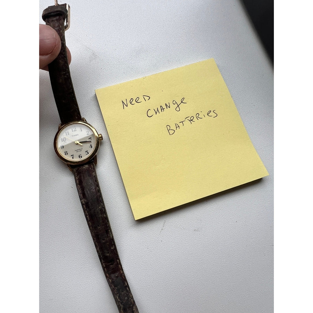 Timex Indiglo WR 30M Women's Watch Brown Leather Band Needs Battery