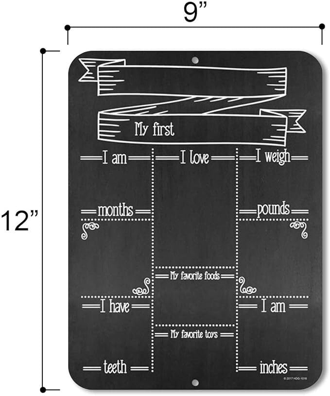 Honey Dew Gifts, Babies First Milestone Chalkboard Style Metal Sign Reusable