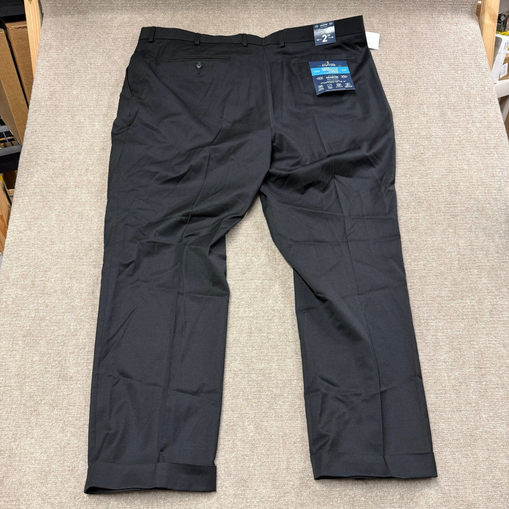 MSRP $110 Stafford Coolmax Mens 44x30 Black Suit Pants Classic Fit Pleated Front