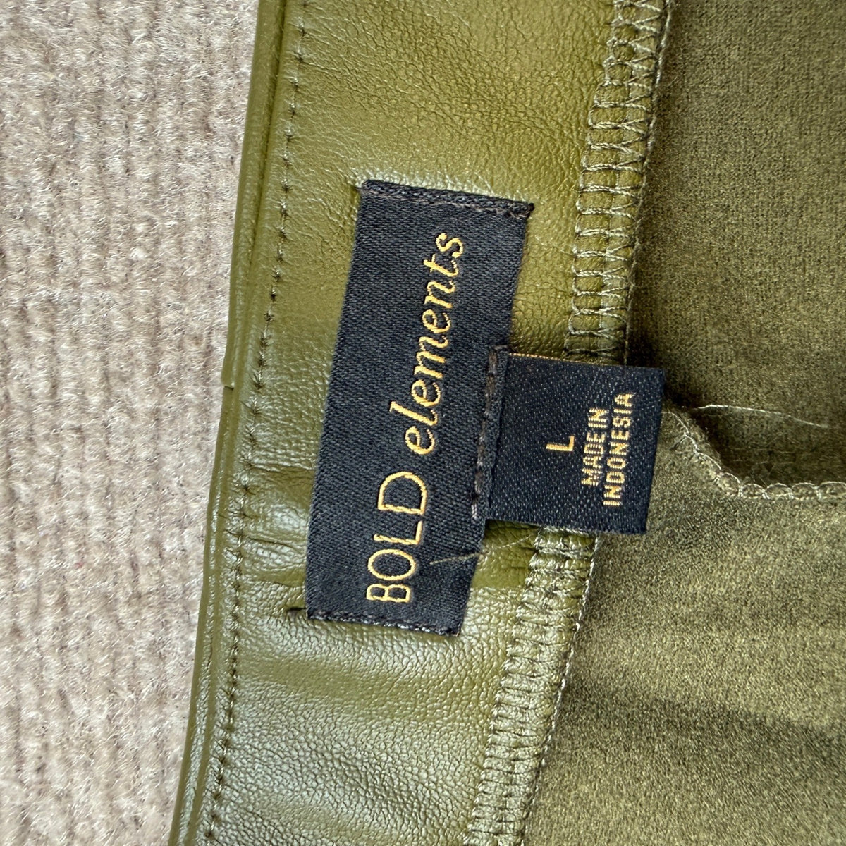 MSRP $74 Bold Elements Womens L Just Olive Skinny Faux Leather Pants