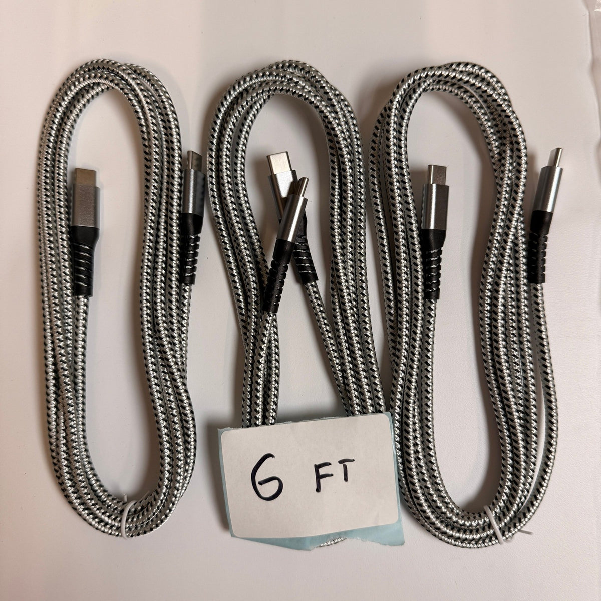 Lot of 8 USB-C to USB-C Braided Fast Charging Cables 60W 6ft Type C Cords