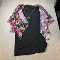 MSRP $84 Studio One Women's XL Black Floral Jacket Dress with Necklace