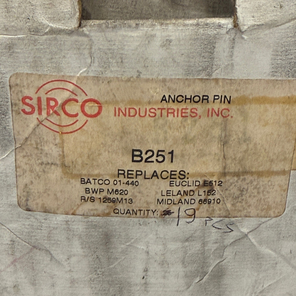 Pack of 19 Sirco B251 Anchor Pins Replaces BATCO 01-440, EUCLID E512, BWP M620
