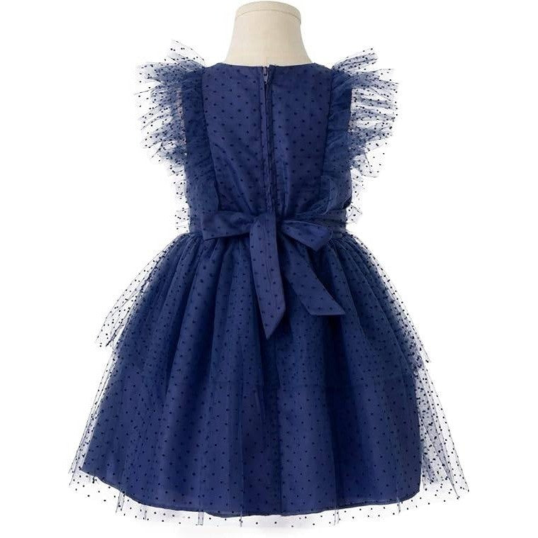 NWT Peaches Petal 2T Navy Flower Girl Toddler Dress Ruffled Sleeve Tulle Dress