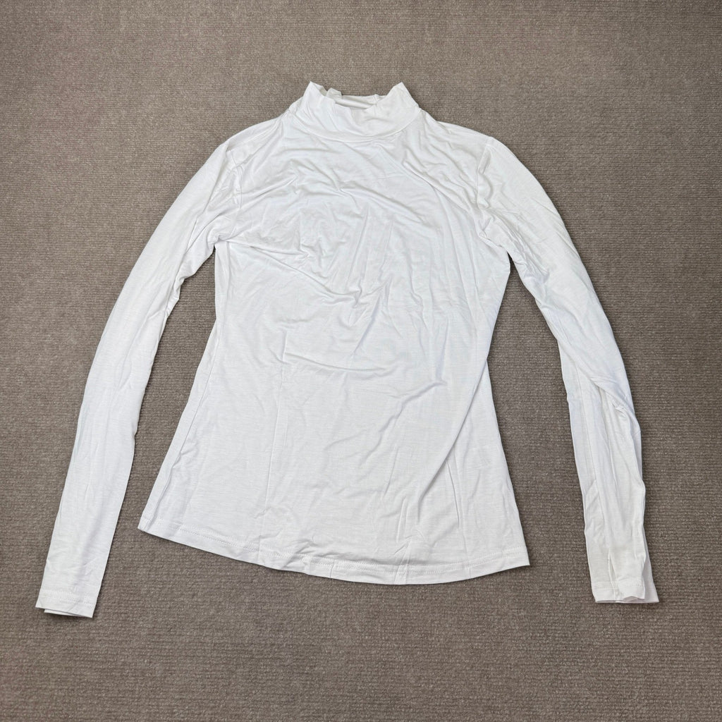 Set of 2 Womens M Black, White Long Sleeve Mock Neck Stretch Tops