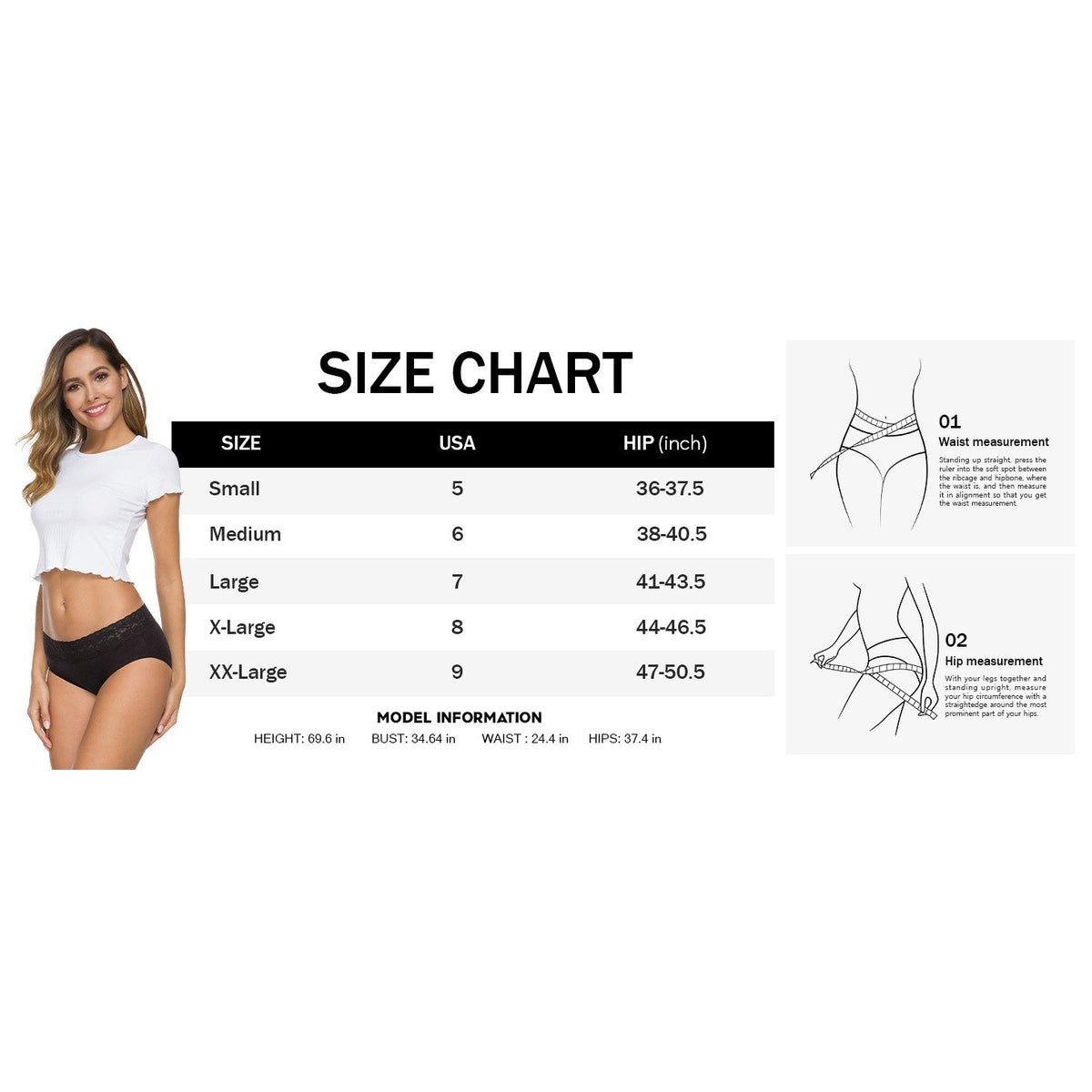 Set of 5 MSRP $26 AYMEFF Women's L Black Cotton Bikini Brief Underwear