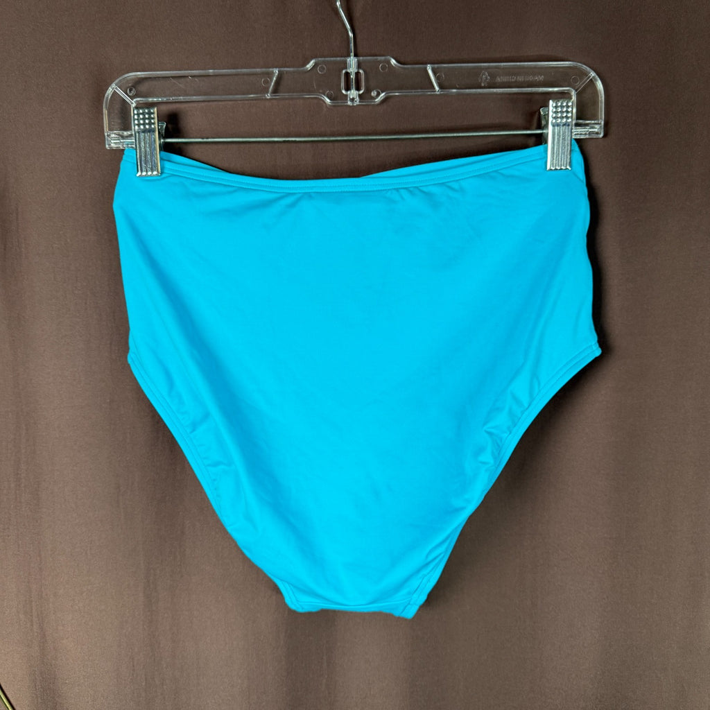 Lands' End Women's 14, 8-14 LONG Twist-Front Retro High-Waist Bikini Bottoms Tur