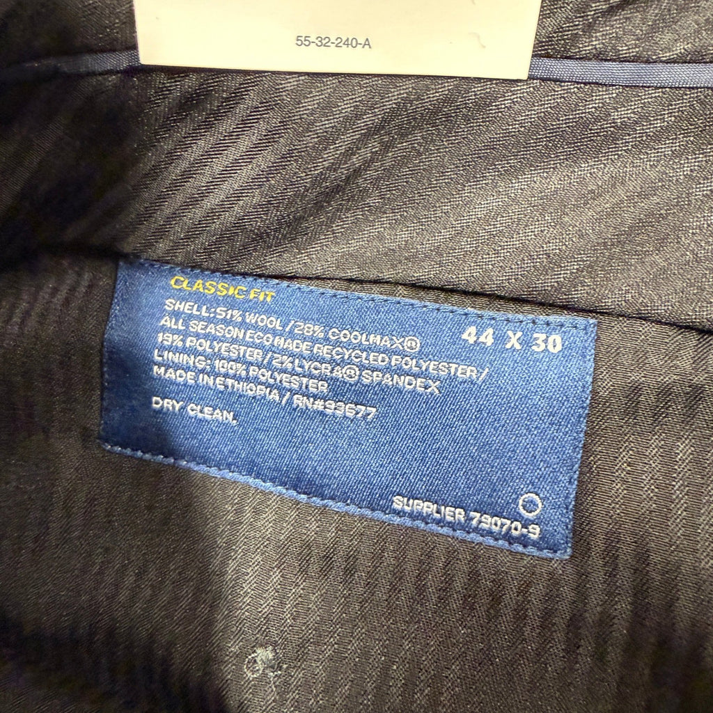 MSRP $110 Stafford Coolmax Mens 44x30 Black Suit Pants Classic Fit Pleated Front