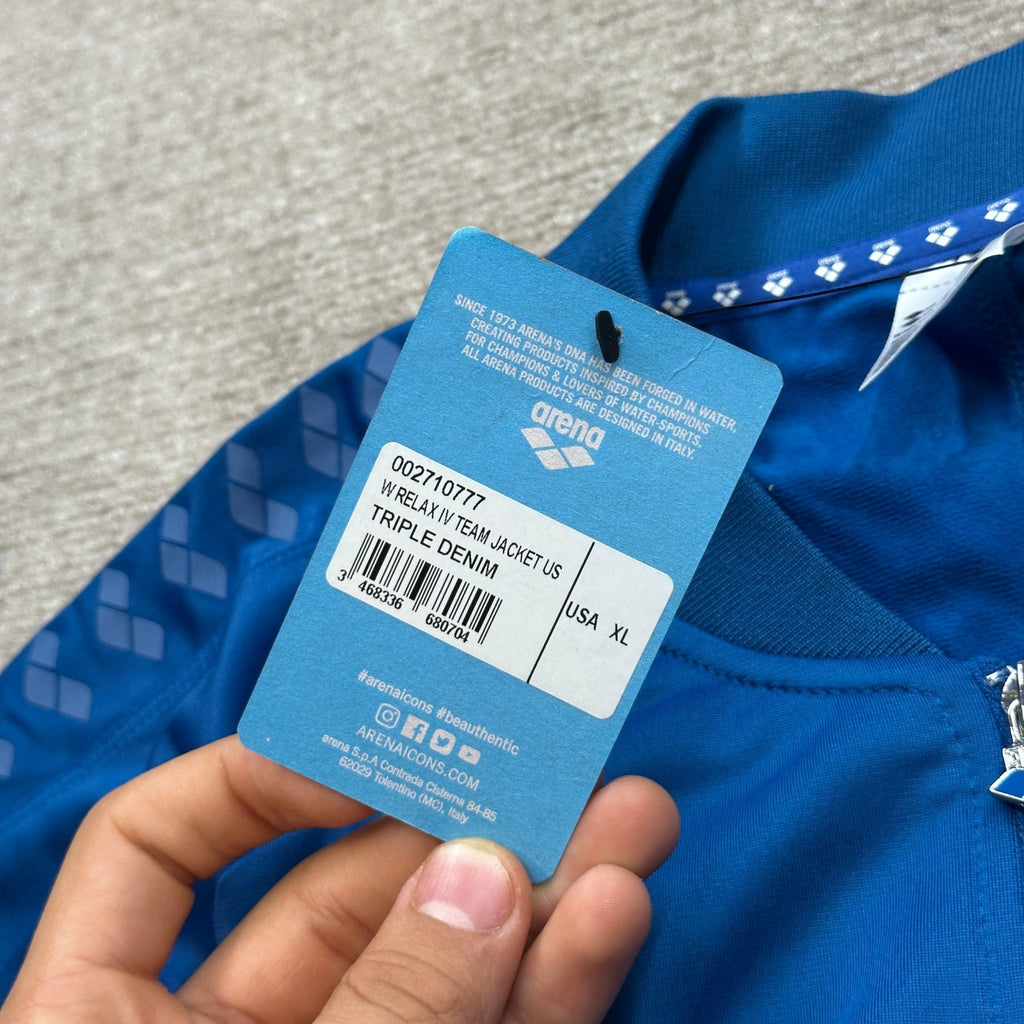 NWT Arena Women's XL Triple Denim Blue Icons Relax IV Team Track Full-Zip Jack
