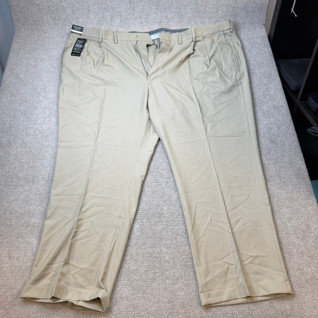 MSRP $80 Haggar HD90651 Mens 54W x 30L Med Khaki Classic Fit Dress Pants Big &