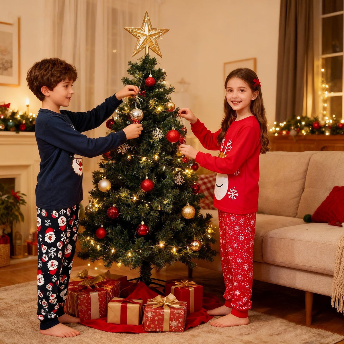 HYCLES Kid's 8Y Santa Claus Christmas Pajamas Holiday Long Sleeve Sleepwear