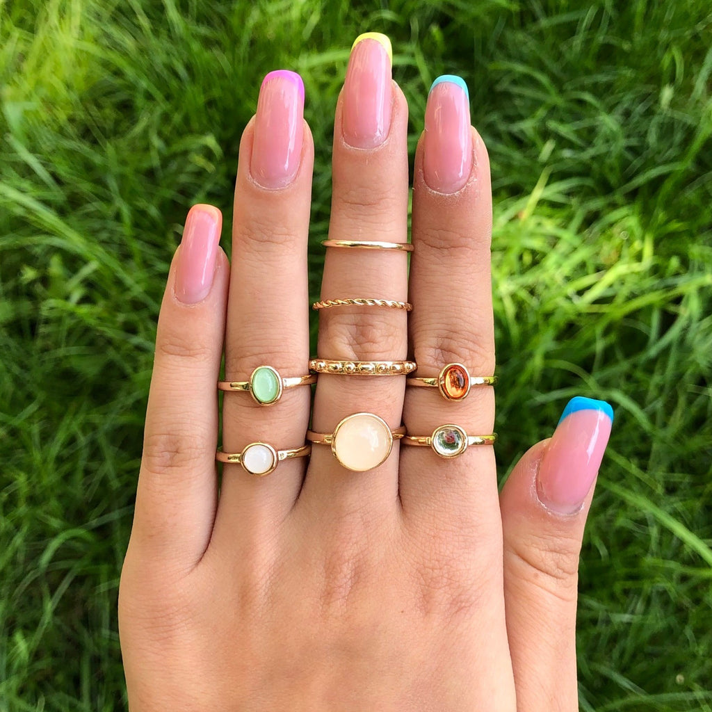 8 pcs Colourful Rings, Crystal Rings, Dainty Ring, Gemstone Rings For Women