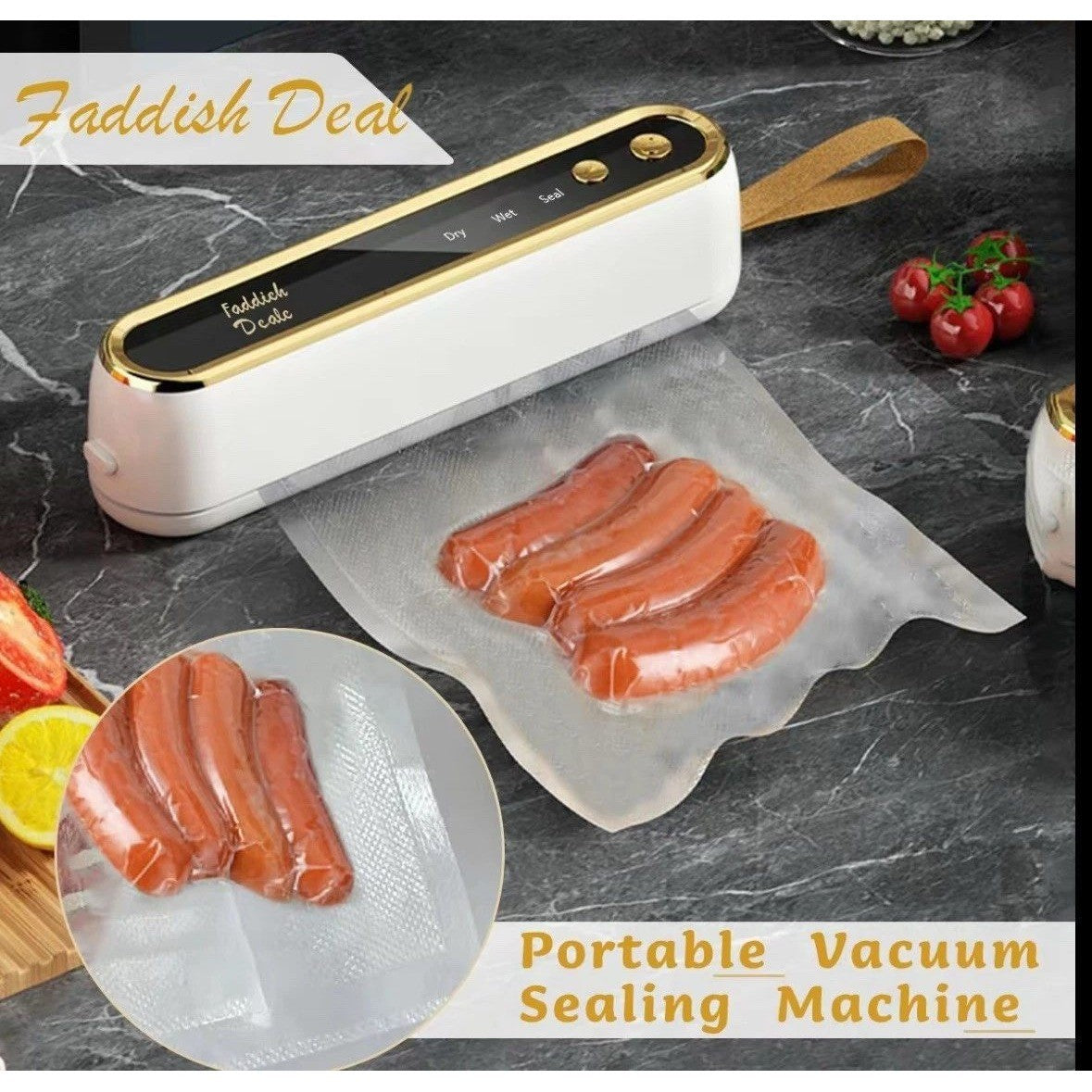 Faddish Deals ZX-886 Vacuum Sealer Machine Food Portable Rechargeable W/O BOX