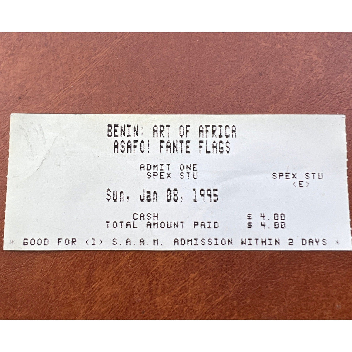 Benin: Art of Africa, Asafo! Fante Flags Jan 8 1995 Ticket Stub
