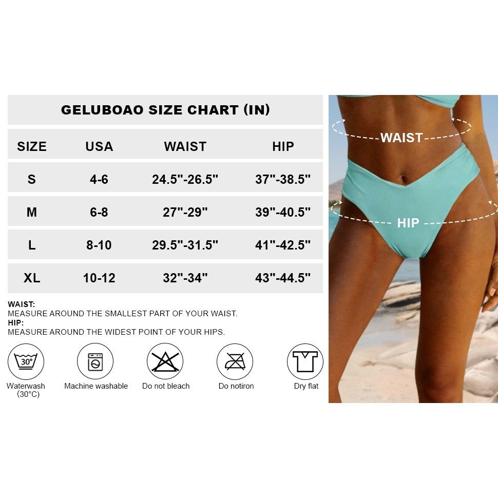 MSRP $25 geluboao Women's White L Bikini Bottom Sexy V Cut High Cut Swimsuit Hi