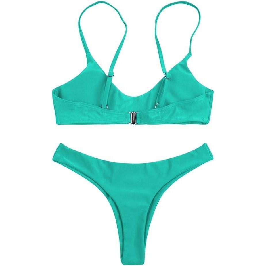 MSRP $39 SherryDC Women's M Lake Green Two Piece Swimsuit Push Up Padded Brazi