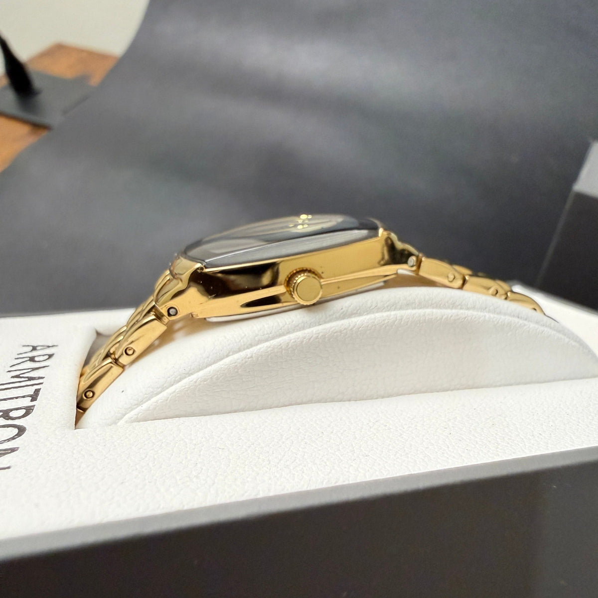 Armitron 75/5195GP Womens Gold Tone Diamond Accented Bracelet Watch New Battery