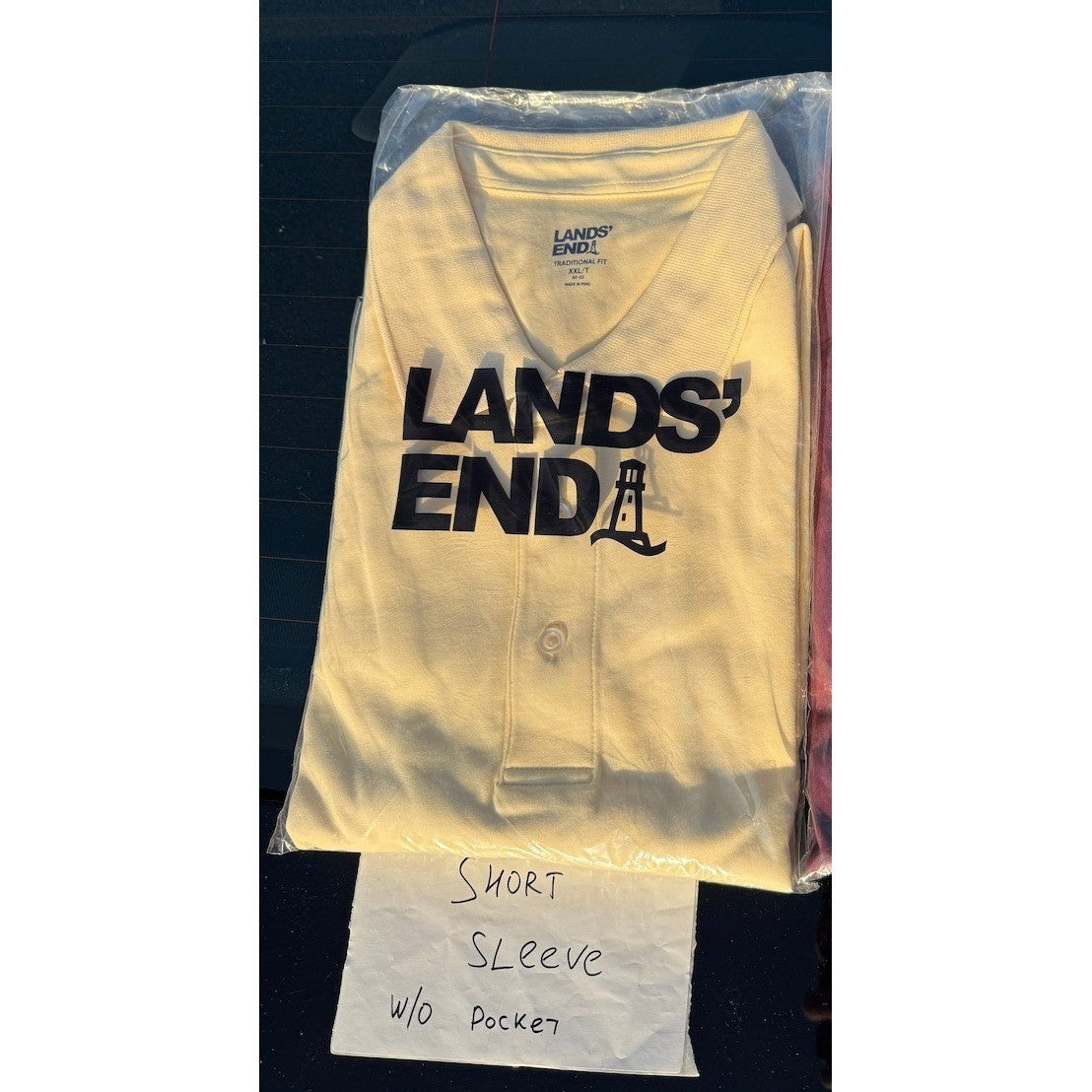 2 Pack Lands' End Mens Polo 2XL/T Golden Short Sleeve & 2XL Rust Red Long Sleeve