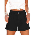 MSRP $39 Hilltichu Womens L Black Relaxed Fit Casual High Waist Denim Shorts