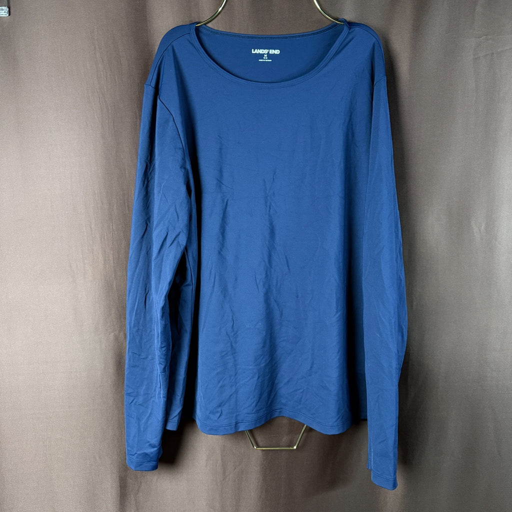 Lands' End Women's M-1X Deep Sea SunShade UPF 50 Long Sleeve Relaxed Rash Guard