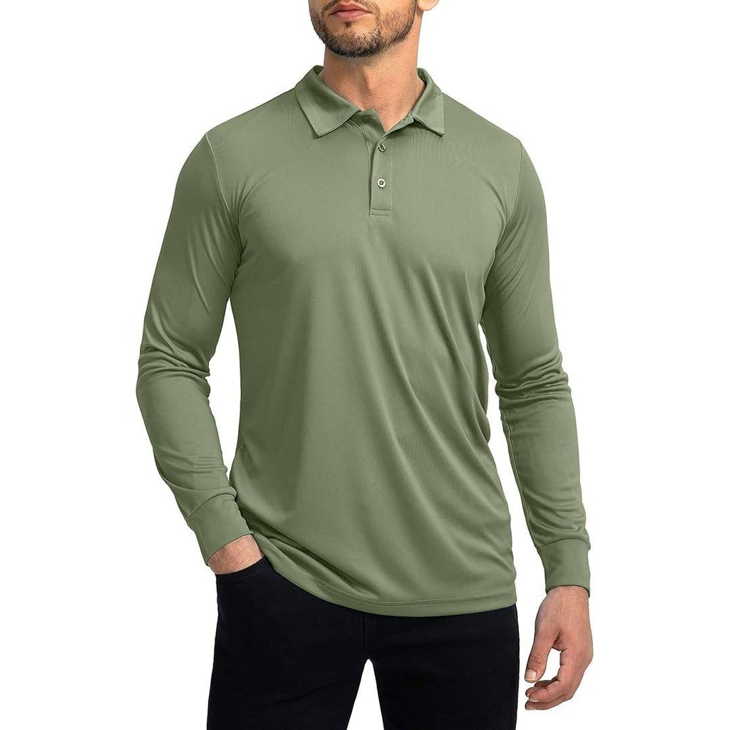 2 Pack Lands' End Mens L - Simple Olive LS & Rich Coffee SS Polo Shirt
