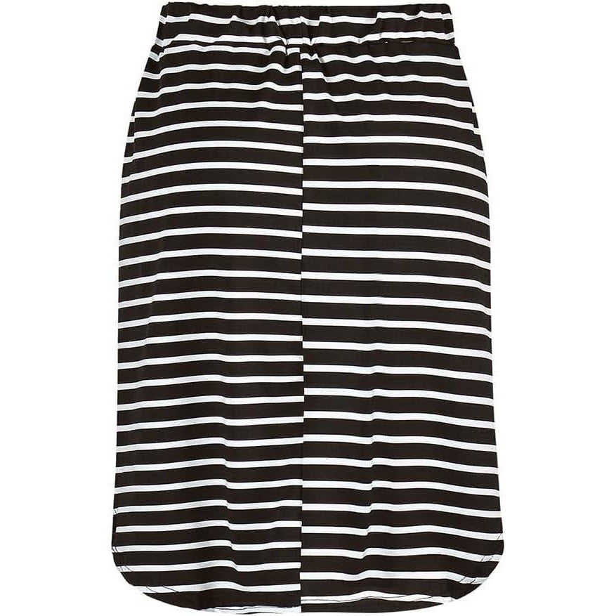 Women's L Black Striped Skirt Knee Length Pencil Skirt Elastic Midi Bodycon Sol