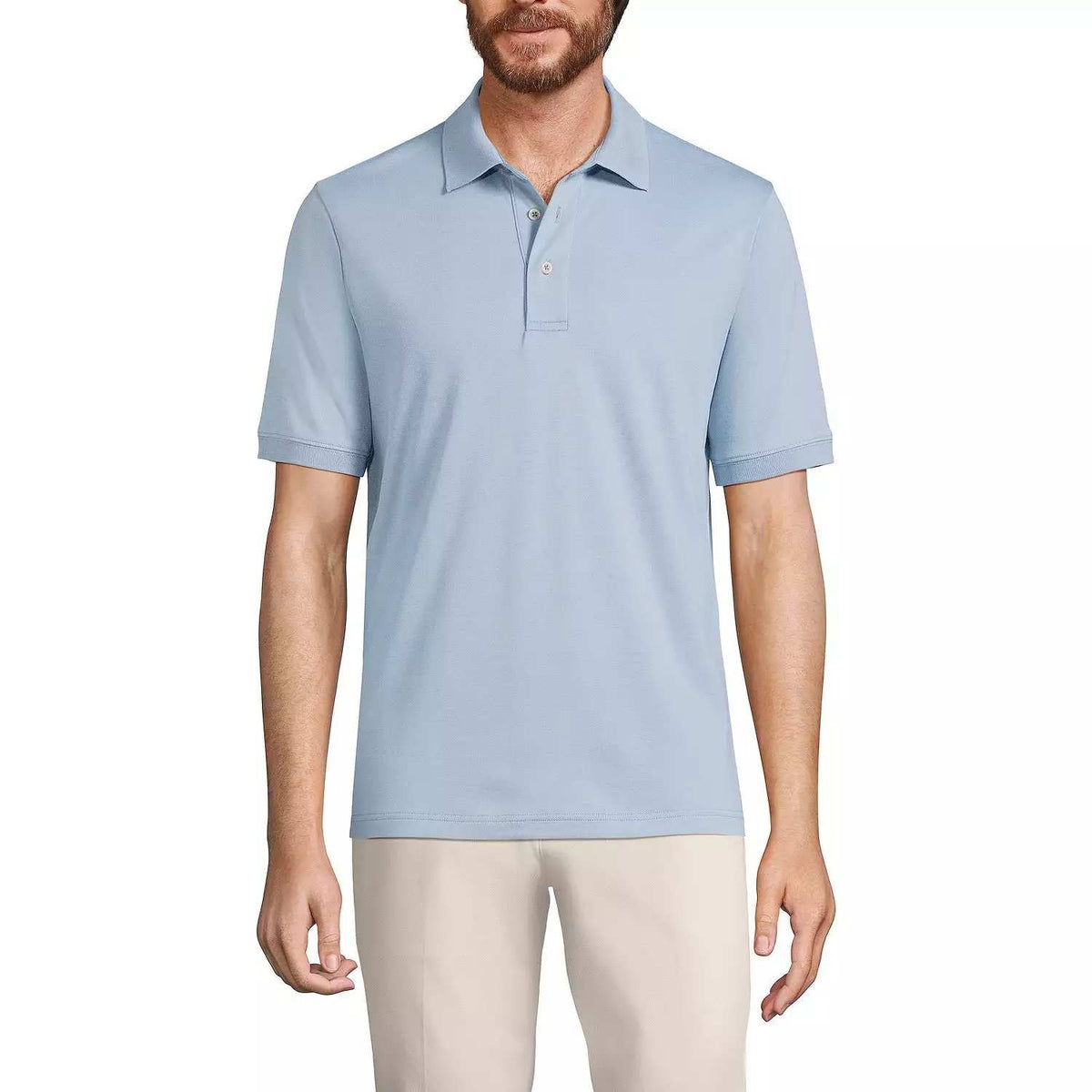 2 Pack Lands' End Mens XL/T Soft Blue Haze Polo Shirt Short Sleeve Supima Cotton