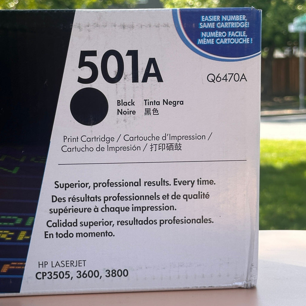 HP 501A Black Toner Cartridge Q6470A for LaserJet CP3505, 3600, 3800 Sealed