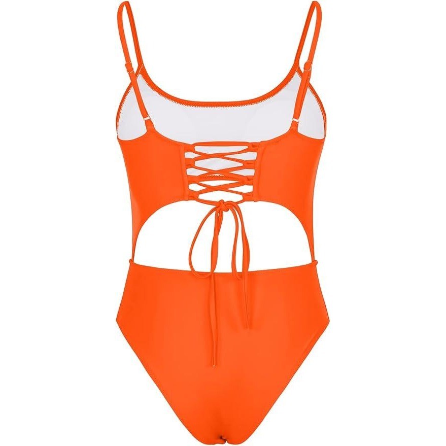 MSRP $41 Meyeeka Women's M Monokini Scoop Neck Cut Out Front Lace Up Back High