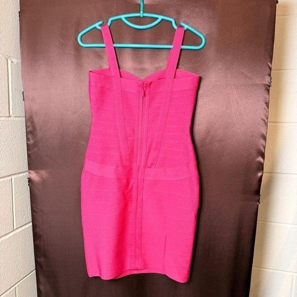 UONBOX Women's XL Fuchsia Rayon Cute Mini Sleeveless Bodycon Strap Dress