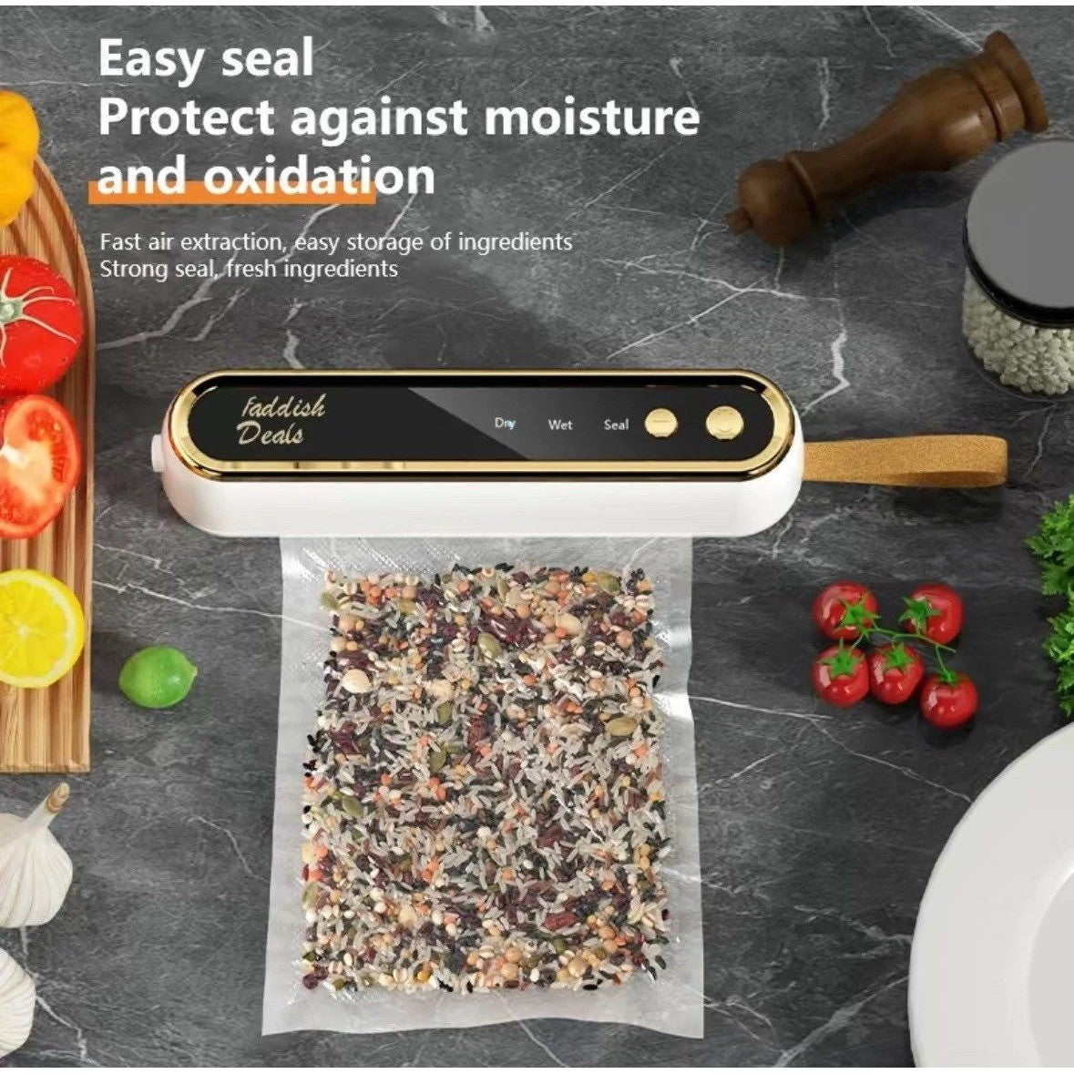 Faddish Deals ZX-886 Vacuum Sealer Machine Food Portable Rechargeable W/O BOX