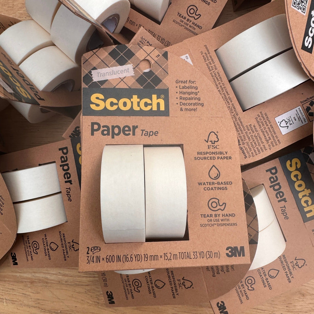 16 Packs of 2 Scotch Paper Tape Writable, Translucent 3/4 in x 600 in, White