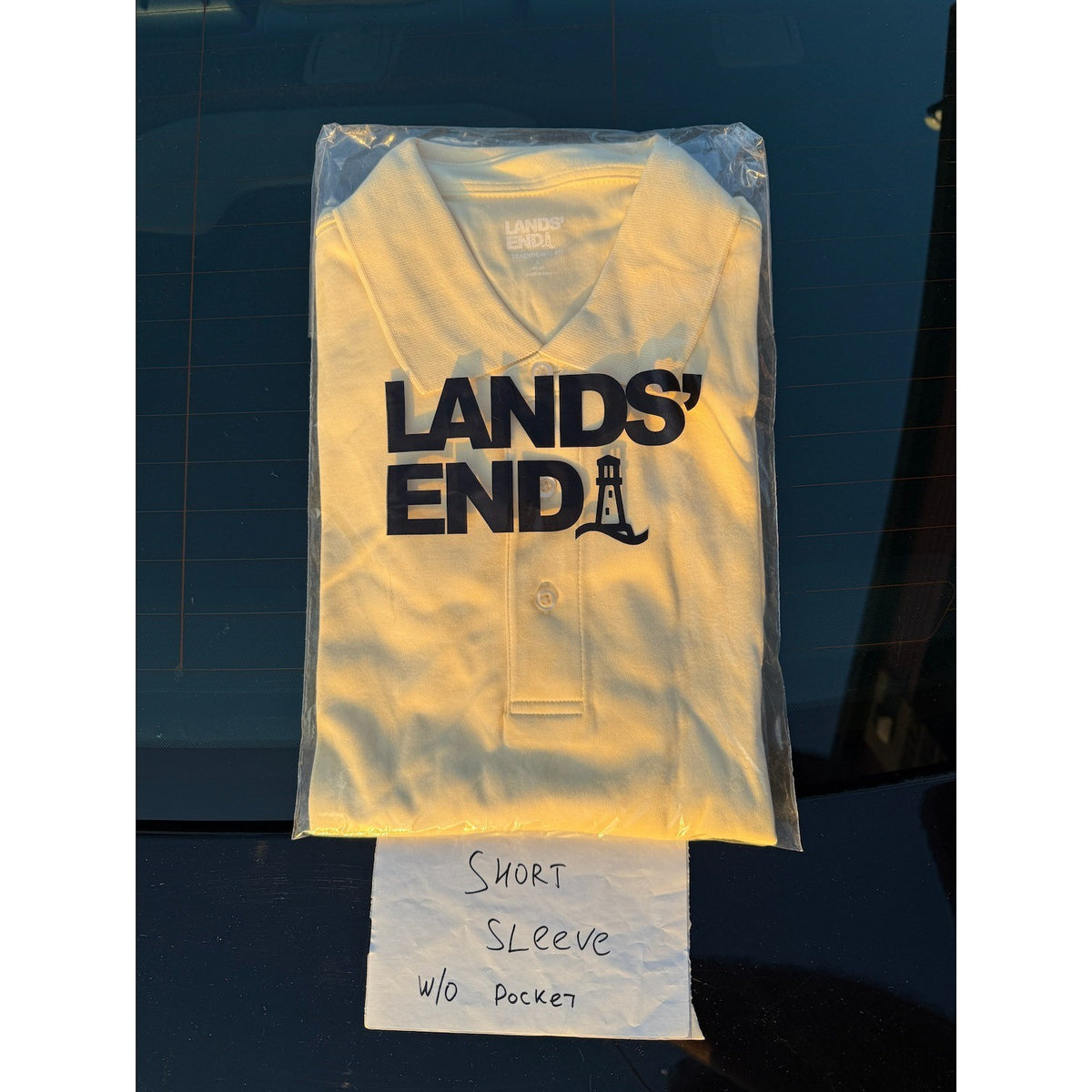 2 Pack Lands' End Mens L Golden Candle Light Short Sleeve Supima Polo Shirt