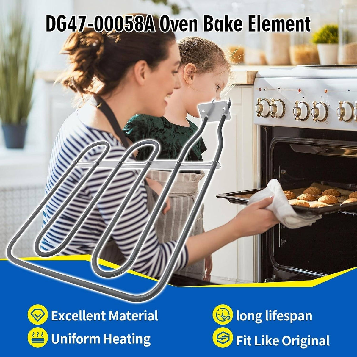 DG47-00058A Oven Heater Sheath-Gril Compatible with Samsung NY58J9850WS/AA