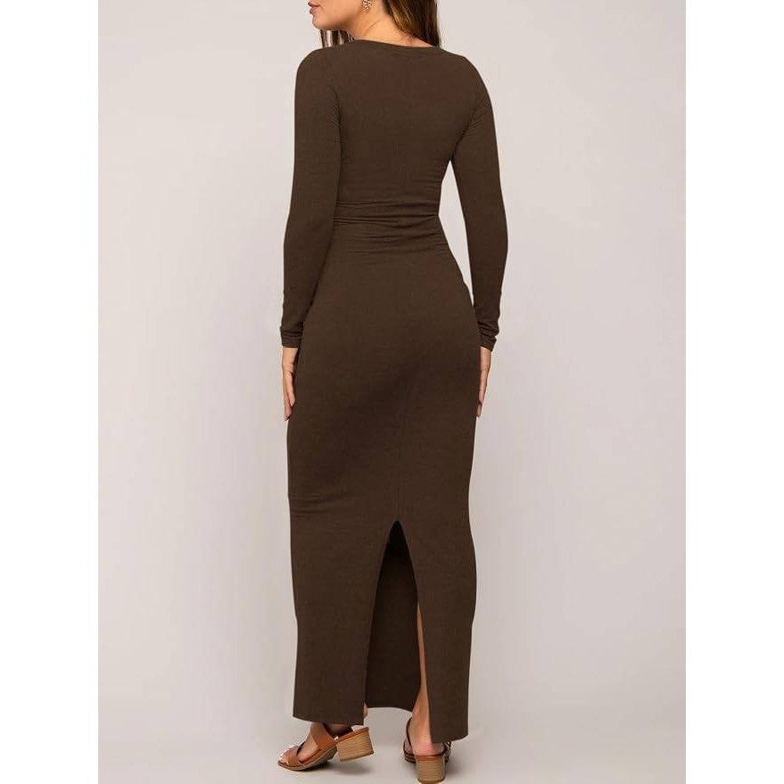 MSRP $43 Yousify Women's M Maternity Maxi Dress Long Sleeve Slim Fit Pregnancy