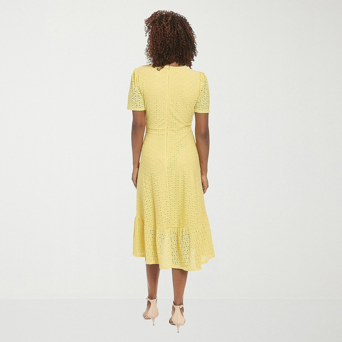 MSRP $89 London Style Women's 10 Snapdragon Yellow Midi Dress V Neck Short