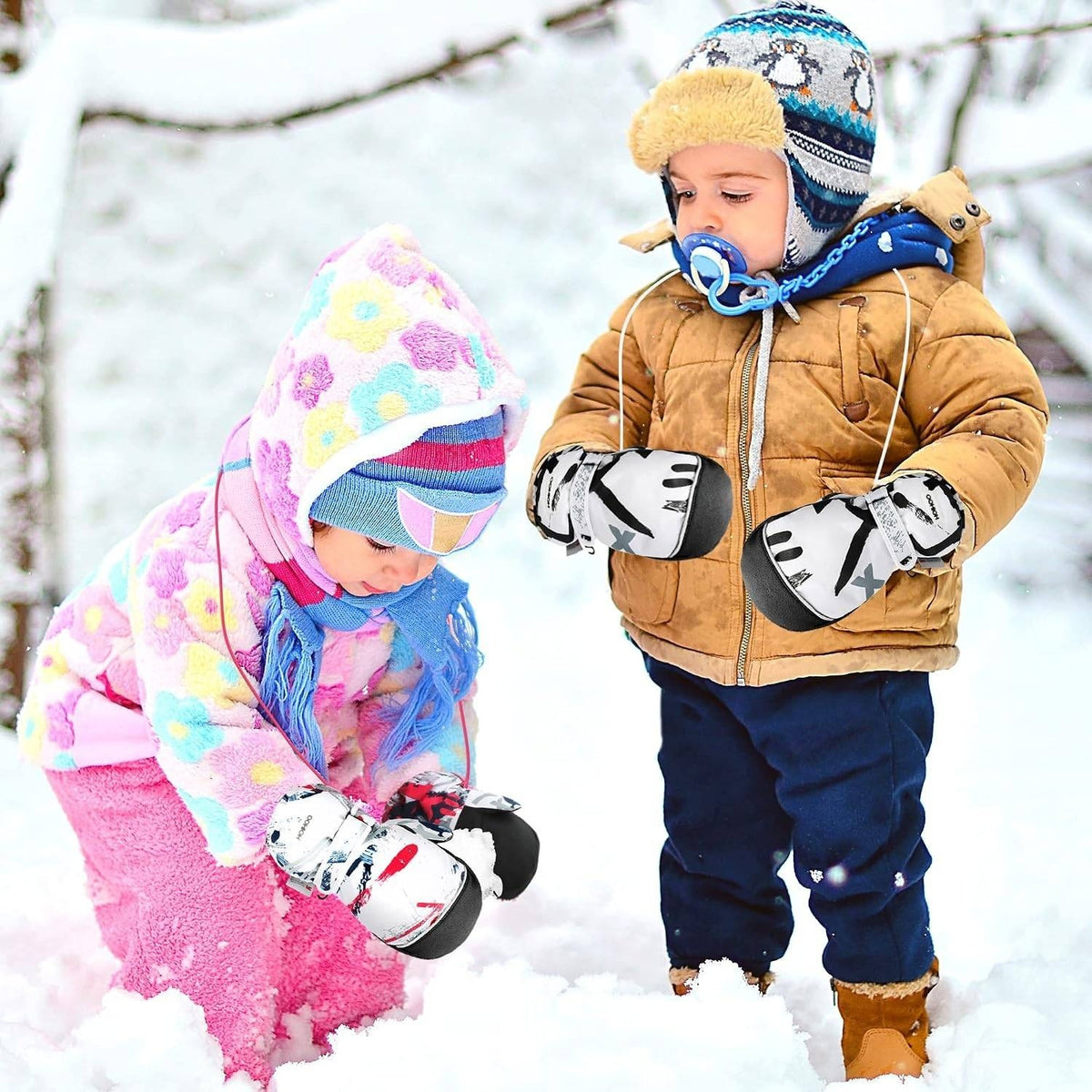MSRP $23 HOIHOO Kids Ski Mittens Waterproof Snow Thinsulate Gloves Toddler Warm