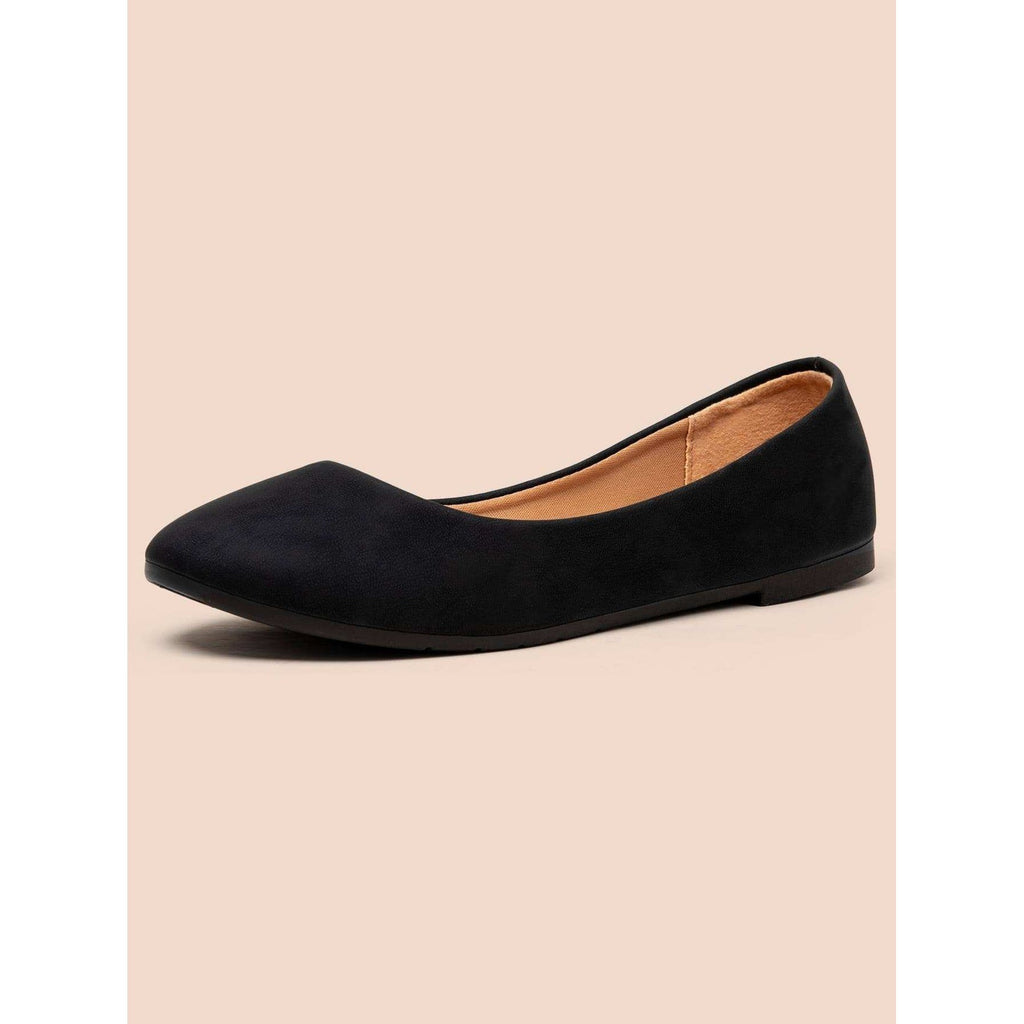 Women's US 9 Black Comfort Flats Round Toe Ballet Flats Slip On Walking Flat