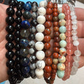Set of 10 Natural Gemstone Round Beads Strands 15" Sizes 6,8,10 mm 14oz №B19
